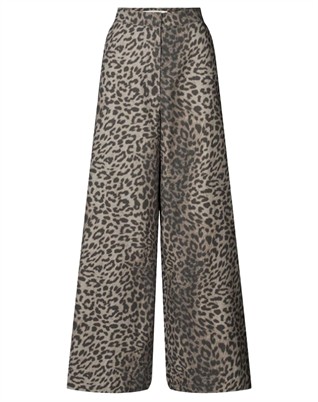 Inja Leopard print Wide Leg Bukser - Snow Leopard